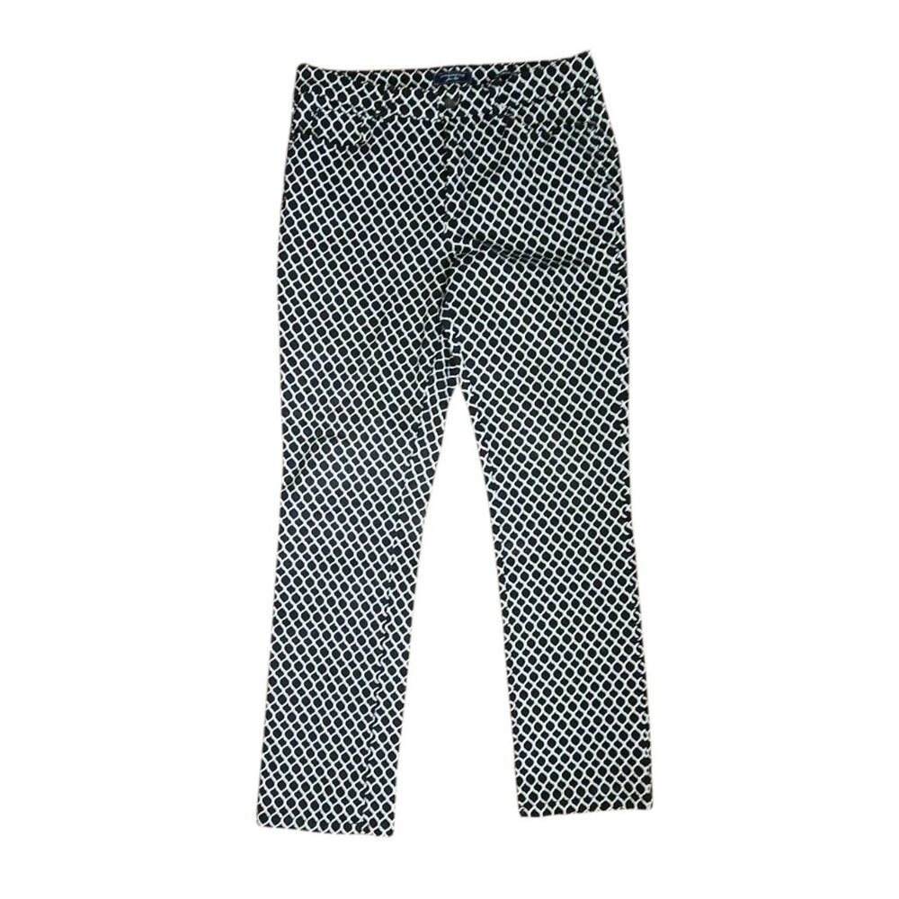 Charter Club Pants Womens‎ Size 12 Black and White Geometric Lexington Straight